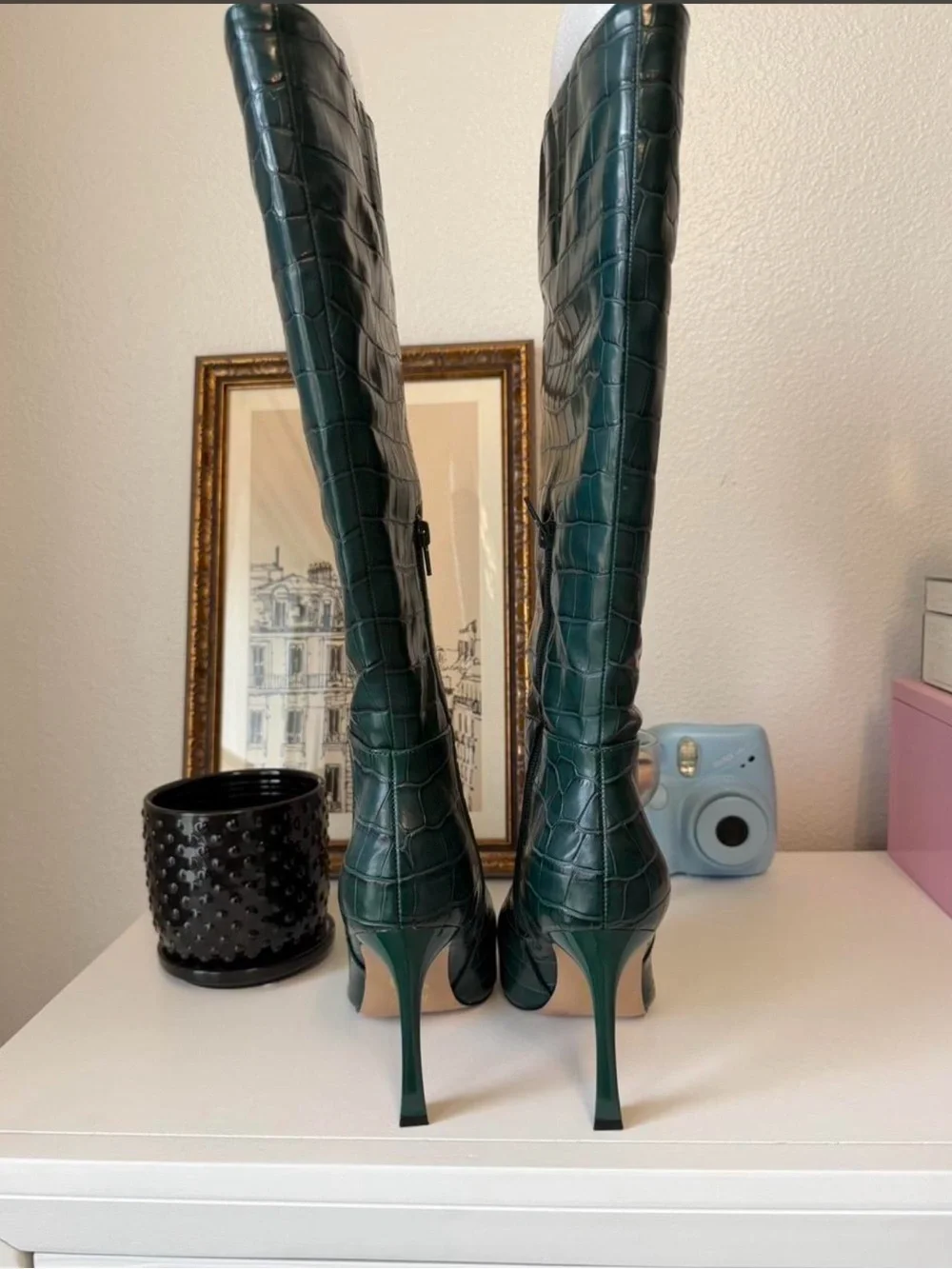 Mix No. 6 Dark Green Croc-Embossed Over-the-Knee Boots